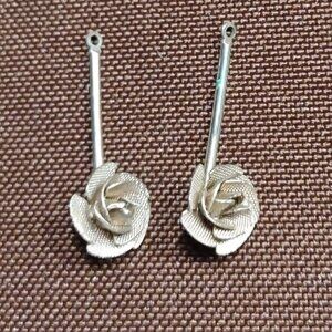 Chic Silver Rose Drop Earrings